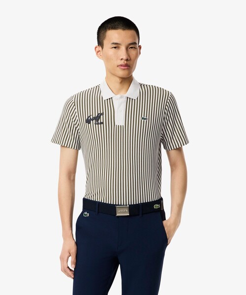 LACOSTE(ラコステ)の「ヒートコントロール ストレッチストライプポロシャツ(ポロシャツ・メンズ・ベージュ/オリーブ・3/5/4)」の8枚目の写真