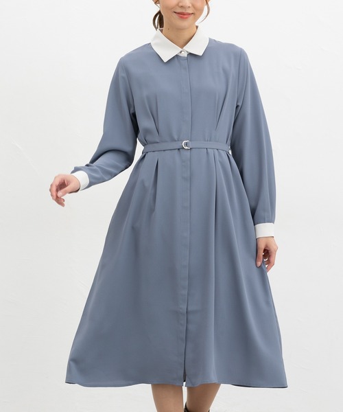 配色衿付ワンピース（ワンピース）｜Honeys（ハニーズ）のファッション