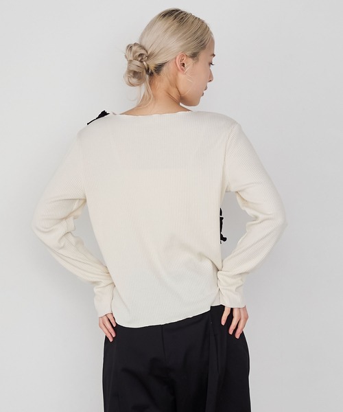 forksy.(フォルクシー)の「【forksy.】フリルデザインメローリブ長袖トップス(Tシャツ/カットソー・レディース・チャコールグレー/アイボリー/ブラック・FREE)」の18枚目の写真