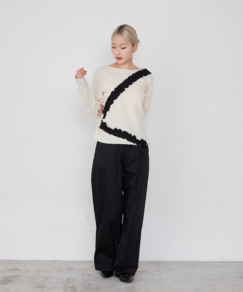 forksy.(フォルクシー)の「【forksy.】フリルデザインメローリブ長袖トップス(Tシャツ/カットソー・レディース・チャコールグレー/アイボリー/ブラック・FREE)」の19枚目の写真