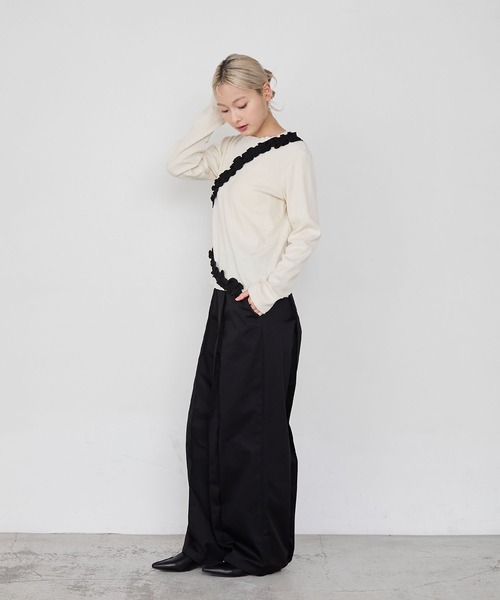 forksy.(フォルクシー)の「【forksy.】フリルデザインメローリブ長袖トップス(Tシャツ/カットソー・レディース・チャコールグレー/アイボリー/ブラック・FREE)」の20枚目の写真