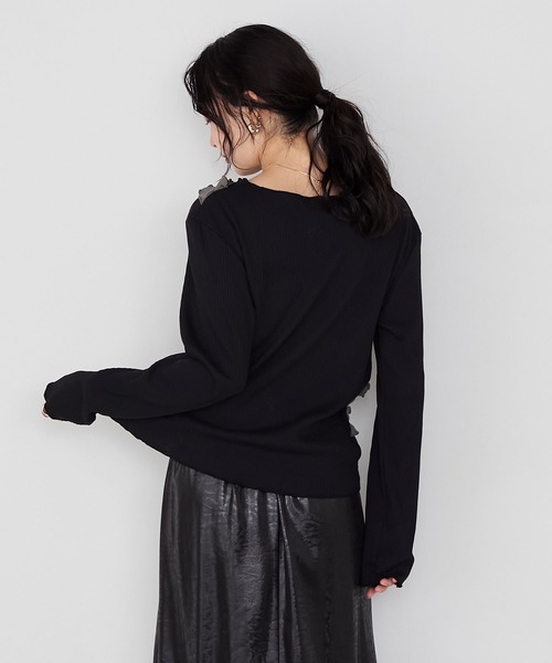 forksy.(フォルクシー)の「【forksy.】フリルデザインメローリブ長袖トップス(Tシャツ/カットソー・レディース・チャコールグレー/アイボリー/ブラック・FREE)」の9枚目の写真