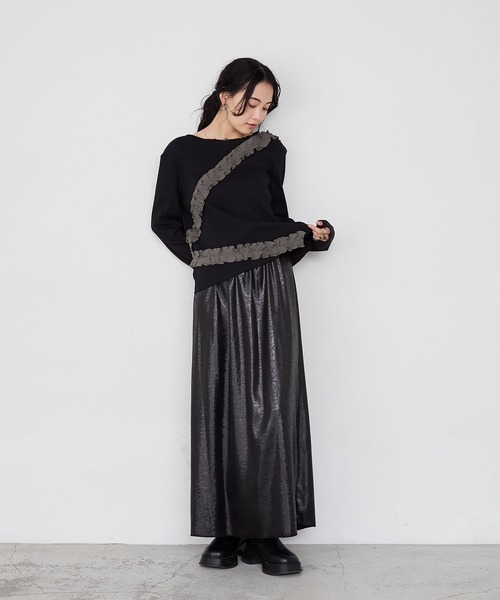 forksy.(フォルクシー)の「【forksy.】フリルデザインメローリブ長袖トップス(Tシャツ/カットソー・レディース・チャコールグレー/アイボリー/ブラック・FREE)」の10枚目の写真