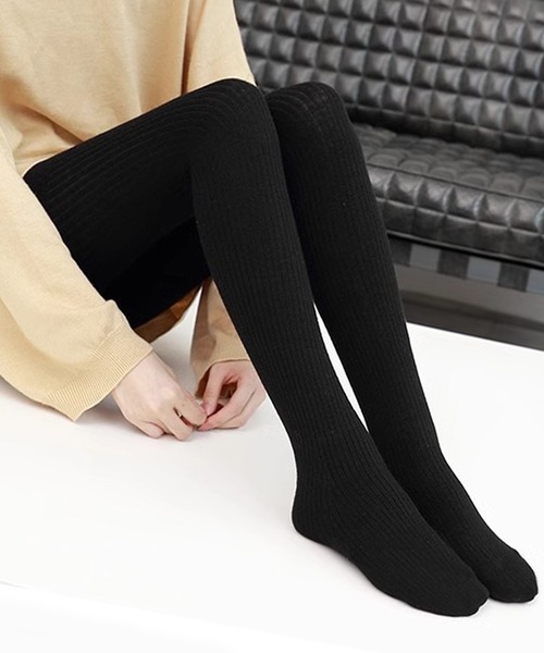 Blanc de Blue（ブランドブルー）の「リブ細身美脚タイツ（タイツ/ストッキング・レディース・グレー/ブラック/グレイッシュベージュ/ベージュ/ダークグレー/ダークブラウン/ホワイト/ライトグレー・FREE）」の5枚目の写真