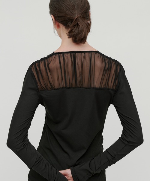 kiehtova（キエトヴァ）の「【kiehtova】TULLE DOCKING TOPS/チュール ドッキング トップス KTWR44　※（Tシャツ/カットソー・レディース・ブラック/グレー/アイボリー・FREE）」の19枚目の写真