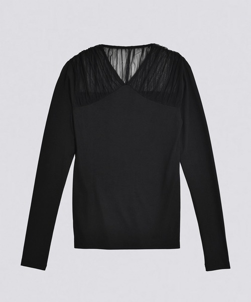 kiehtova（キエトヴァ）の「【kiehtova】TULLE DOCKING TOPS/チュール ドッキング トップス KTWR44　※（Tシャツ/カットソー・レディース・ブラック/グレー/アイボリー・FREE）」の18枚目の写真