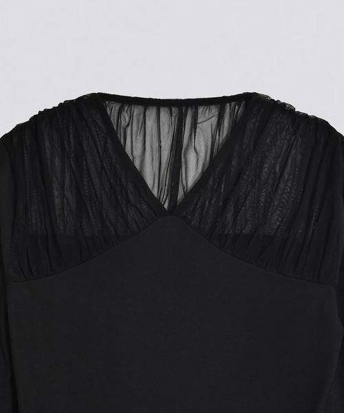 kiehtova（キエトヴァ）の「【kiehtova】TULLE DOCKING TOPS/チュール ドッキング トップス KTWR44　※（Tシャツ/カットソー・レディース・ブラック/グレー/アイボリー・FREE）」の17枚目の写真
