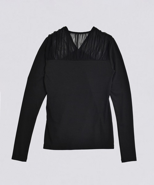 kiehtova（キエトヴァ）の「【kiehtova】TULLE DOCKING TOPS/チュール ドッキング トップス KTWR44　※（Tシャツ/カットソー・レディース・ブラック/グレー/アイボリー・FREE）」の16枚目の写真