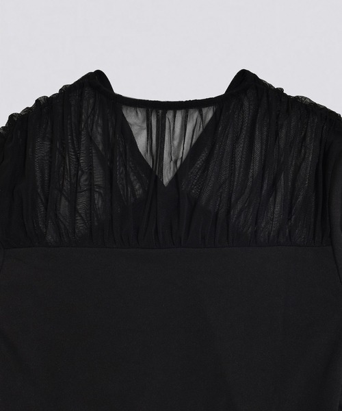 kiehtova（キエトヴァ）の「【kiehtova】TULLE DOCKING TOPS/チュール ドッキング トップス KTWR44　※（Tシャツ/カットソー・レディース・ブラック/グレー/アイボリー・FREE）」の15枚目の写真