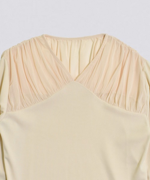 kiehtova（キエトヴァ）の「【kiehtova】TULLE DOCKING TOPS/チュール ドッキング トップス KTWR44　※（Tシャツ/カットソー・レディース・ブラック/グレー/アイボリー・FREE）」の12枚目の写真