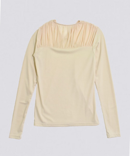 kiehtova（キエトヴァ）の「【kiehtova】TULLE DOCKING TOPS/チュール ドッキング トップス KTWR44　※（Tシャツ/カットソー・レディース・ブラック/グレー/アイボリー・FREE）」の11枚目の写真