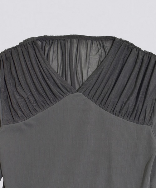 kiehtova（キエトヴァ）の「【kiehtova】TULLE DOCKING TOPS/チュール ドッキング トップス KTWR44　※（Tシャツ/カットソー・レディース・ブラック/グレー/アイボリー・FREE）」の7枚目の写真