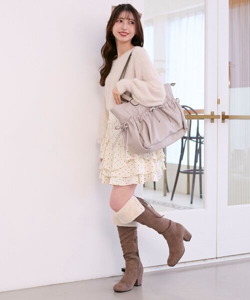 MAJESTIC LEGON(マジェスティックレゴン)の「ギャザーリボントートバッグ(トートバッグ・レディース・グレイッシュベージュ/ブラック/アイボリー/ピンク・FREE)」の15枚目の写真