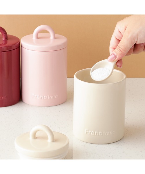 ロゴ キャニスター ピンク（キッチンツール）｜Francfranc（フラン