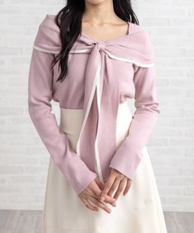 clear | 配色リボンオフショル風ニットトップス[大人 フェミニン 上品]≪AW新作≫(ニット/セーター)