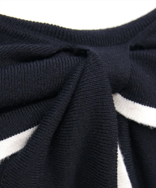 clear（クリア）の「配色リボンオフショル風ニットトップス[大人 フェミニン 上品]（ニット/セーター・レディース・アイボリー/ピンク/グレー/ブラック・F）」の15枚目の写真