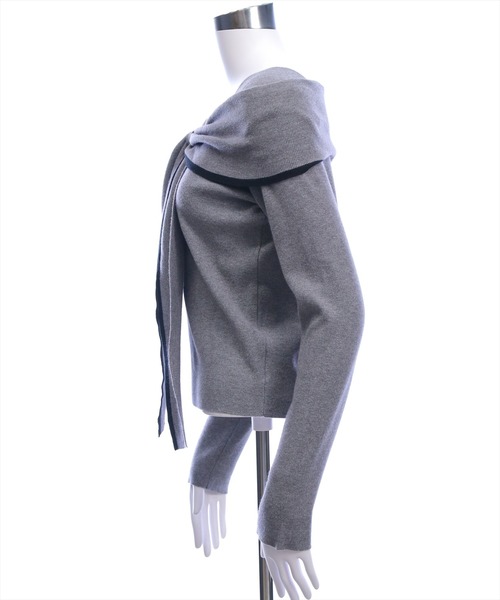 clear（クリア）の「配色リボンオフショル風ニットトップス[大人 フェミニン 上品]（ニット/セーター・レディース・アイボリー/ピンク/グレー/ブラック・F）」の7枚目の写真