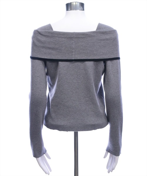 clear（クリア）の「配色リボンオフショル風ニットトップス[大人 フェミニン 上品]（ニット/セーター・レディース・アイボリー/ピンク/グレー/ブラック・F）」の9枚目の写真