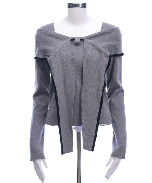 clear（クリア）の「配色リボンオフショル風ニットトップス[大人 フェミニン 上品]（ニット/セーター・レディース・アイボリー/ピンク/グレー/ブラック・F）」の10枚目の写真