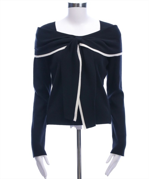 clear（クリア）の「配色リボンオフショル風ニットトップス[大人 フェミニン 上品]（ニット/セーター・レディース・アイボリー/ピンク/グレー/ブラック・F）」の18枚目の写真