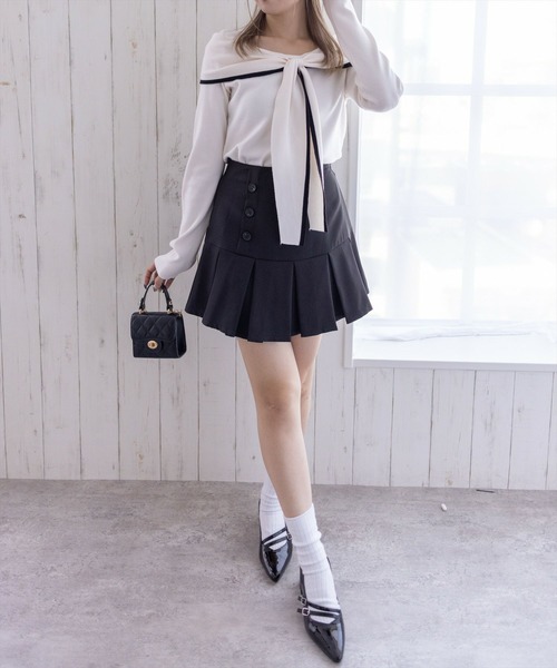 clear（クリア）の「配色リボンオフショル風ニットトップス[大人 フェミニン 上品]（ニット/セーター・レディース・アイボリー/ピンク/グレー/ブラック・F）」の19枚目の写真