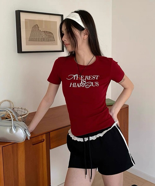 shopnikoniko(ショップニコニコ)の「レース付き サイドライン スウェットショートパンツ(その他パンツ・レディース・ブラック・フリー)」の8枚目の写真