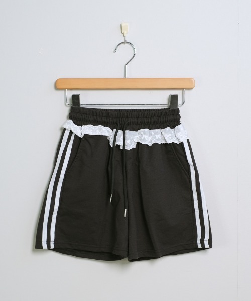 shopnikoniko(ショップニコニコ)の「レース付き サイドライン スウェットショートパンツ(その他パンツ・レディース・ブラック・フリー)」の12枚目の写真