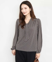 MK MICHEL KLEIN | スクエア幾何柄ボウタイカットソー/洗える(Tシャツ/カットソー)