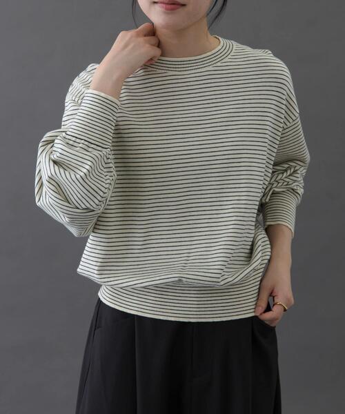 URBAN RESEARCH DOORS（アーバンリサーチドアーズ）の「FORK&SPOON　ボーダークルーネックニット（ニット/セーター・レディース・ホワイト系その他/グレー系その他/ブラウン系その他・1）」の2枚目の写真