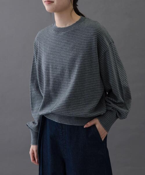 URBAN RESEARCH DOORS（アーバンリサーチドアーズ）の「FORK&SPOON　ボーダークルーネックニット（ニット/セーター・レディース・ホワイト系その他/グレー系その他/ブラウン系その他・1）」の3枚目の写真