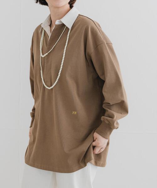 F by ROSSO(エフバイロッソ)の「F by ROSSO ラガーチュニックプルオーバー(Tシャツ/カットソー・レディース・ネイビー/ベージュ・FREE)」の2枚目の写真