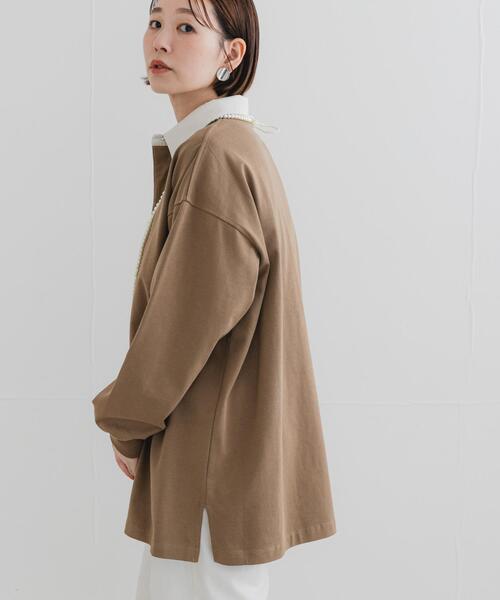 F by ROSSO(エフバイロッソ)の「F by ROSSO ラガーチュニックプルオーバー(Tシャツ/カットソー・レディース・ネイビー/ベージュ・FREE)」の3枚目の写真