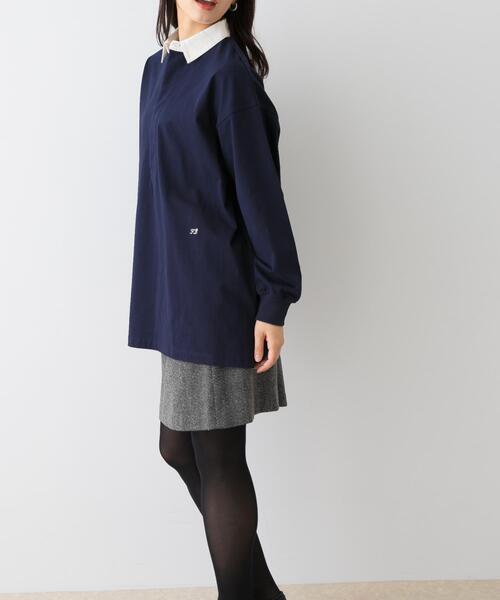 F by ROSSO(エフバイロッソ)の「F by ROSSO ラガーチュニックプルオーバー(Tシャツ/カットソー・レディース・ネイビー/ベージュ・FREE)」の13枚目の写真