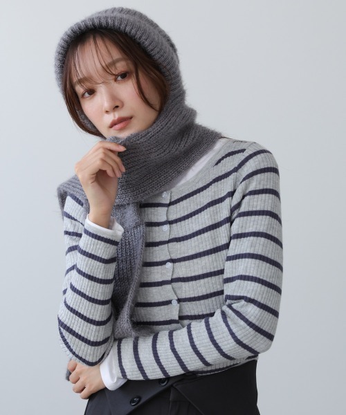 Bab（バブ）の「マフラードッキングニットキャップ（ニットキャップ/ビーニー・レディース・アイボリー/グレー/レッド・FREE）」の2枚目の写真