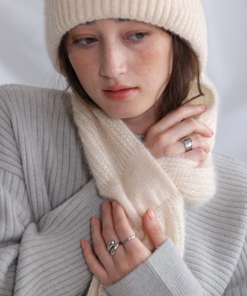 Bab（バブ）の「マフラードッキングニットキャップ（ニットキャップ/ビーニー・レディース・アイボリー/グレー/レッド・FREE）」の13枚目の写真