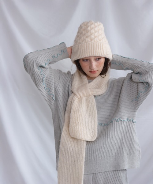 Bab（バブ）の「マフラードッキングニットキャップ（ニットキャップ/ビーニー・レディース・アイボリー/グレー/レッド・FREE）」の14枚目の写真
