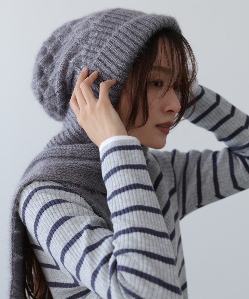 Bab（バブ）の「マフラードッキングニットキャップ（ニットキャップ/ビーニー・レディース・アイボリー/グレー/レッド・FREE）」の18枚目の写真