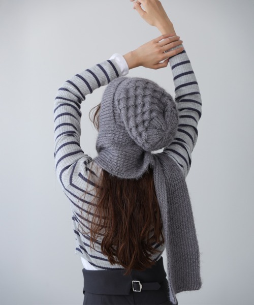 Bab（バブ）の「マフラードッキングニットキャップ（ニットキャップ/ビーニー・レディース・アイボリー/グレー/レッド・FREE）」の19枚目の写真