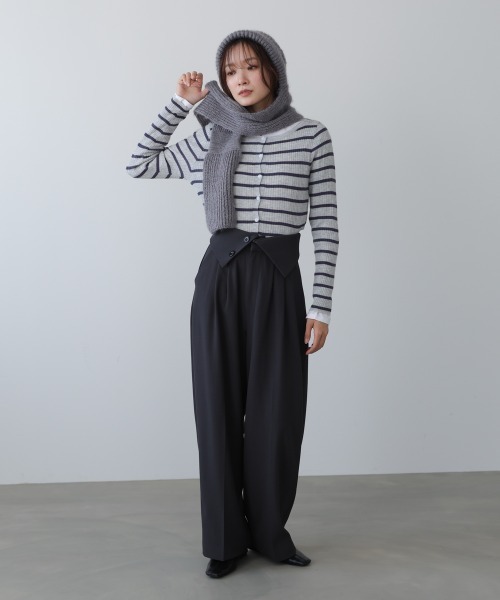 Bab（バブ）の「マフラードッキングニットキャップ（ニットキャップ/ビーニー・レディース・アイボリー/グレー/レッド・FREE）」の4枚目の写真