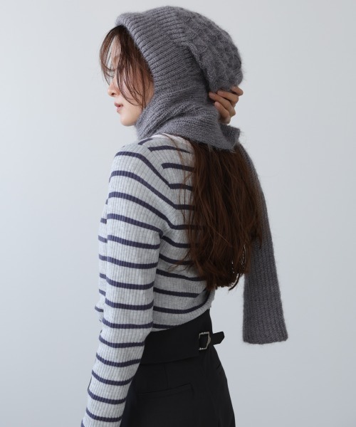 Bab（バブ）の「マフラードッキングニットキャップ（ニットキャップ/ビーニー・レディース・アイボリー/グレー/レッド・FREE）」の5枚目の写真