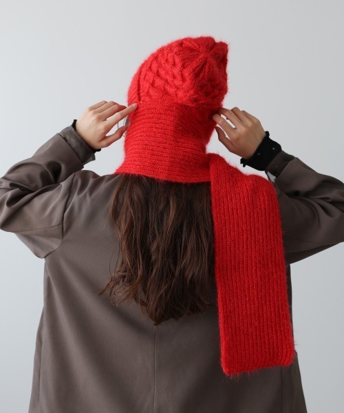 Bab（バブ）の「マフラードッキングニットキャップ（ニットキャップ/ビーニー・レディース・アイボリー/グレー/レッド・FREE）」の9枚目の写真