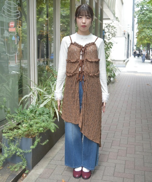 セール】チュニック丈レースキャミ（カーディガン/ボレロ）｜axes