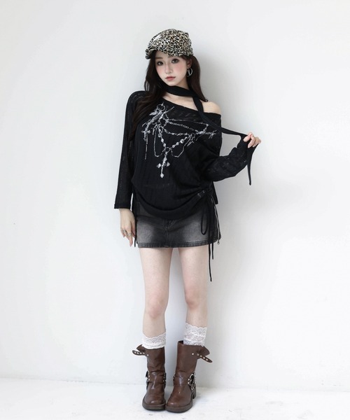 VEILA(ヴェイラ)の「ストールセットオフショルダートップス(ニット/セーター・レディース・ブラック・フリー)」の17枚目の写真