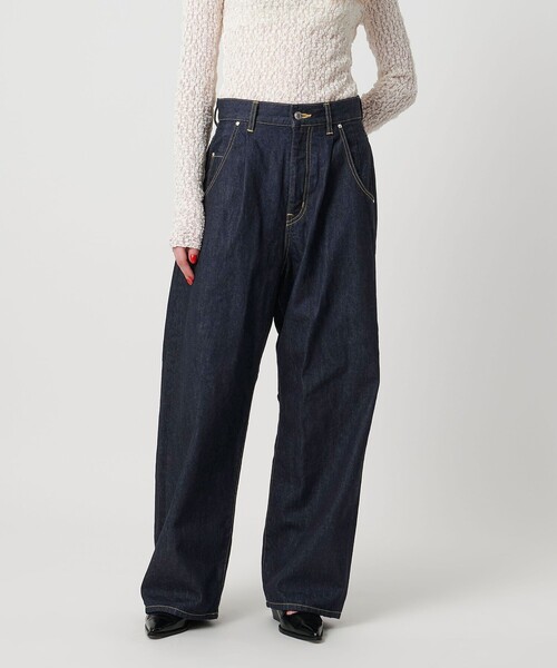 ASTRAET(アストラット)の「<ASTRAET>1タック バルーン デニムパンツ(デニムパンツ・レディース・ネイビー/ブラック・1/0/00/2)」の5枚目の写真