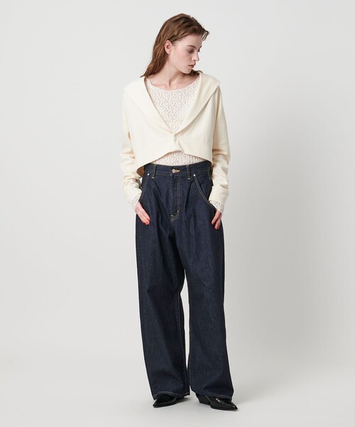 ASTRAET(アストラット)の「<ASTRAET>1タック バルーン デニムパンツ(デニムパンツ・レディース・ネイビー/ブラック・1/0/00/2)」の6枚目の写真