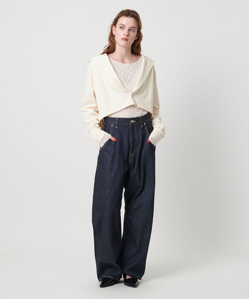 ASTRAET(アストラット)の「<ASTRAET>1タック バルーン デニムパンツ(デニムパンツ・レディース・ネイビー/ブラック・1/0/00/2)」の7枚目の写真