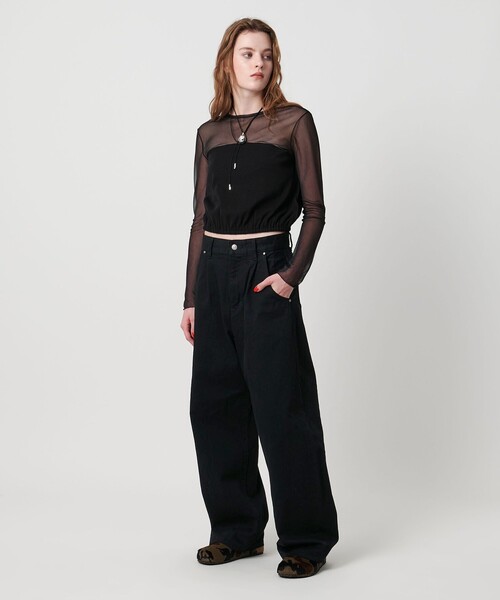 ASTRAET(アストラット)の「<ASTRAET>1タック バルーン デニムパンツ(デニムパンツ・レディース・ネイビー/ブラック・1/0/00/2)」の10枚目の写真