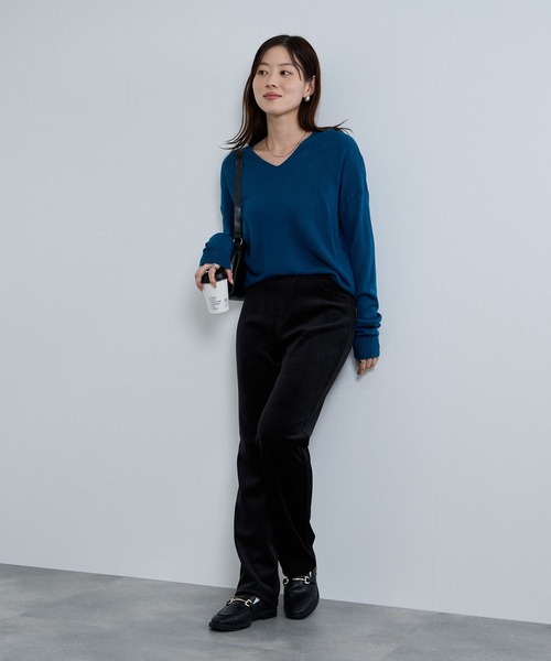 NAVY（ネイビー）の「nAvy マックヒート コーデュロイ裏ベロア ストレートパンツ（その他パンツ・レディース・ブラック/カーキブラウン/ベージュ・L/M/S）」の8枚目の写真