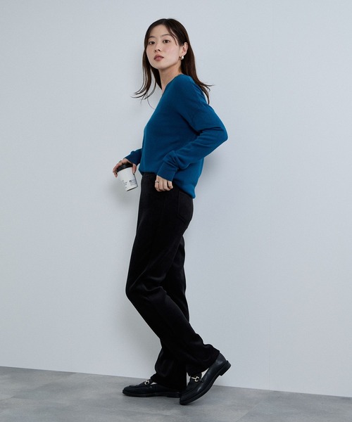 NAVY（ネイビー）の「nAvy マックヒート コーデュロイ裏ベロア ストレートパンツ（その他パンツ・レディース・ブラック/カーキブラウン/ベージュ・L/M/S）」の9枚目の写真