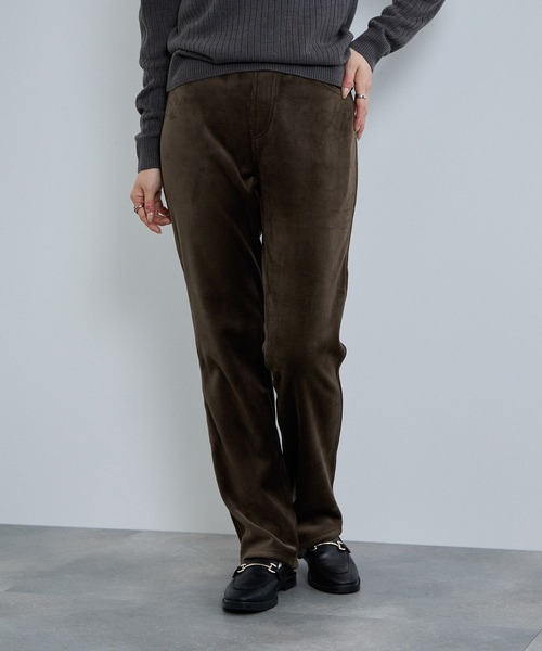 NAVY（ネイビー）の「nAvy マックヒート コーデュロイ裏ベロア ストレートパンツ（その他パンツ・レディース・ブラック/カーキブラウン/ベージュ・L/M/S）」の16枚目の写真